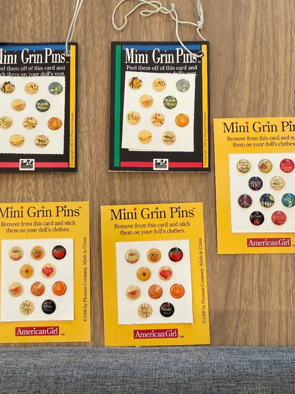 Vintage 1998 American Girl Doll Mini Grin Pins Sticker SET OF 5 SHEETS